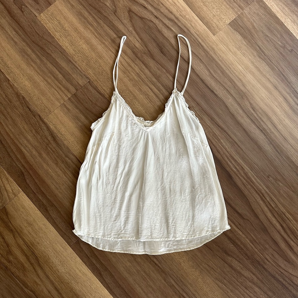 ARITZIA / WILFRED ruffle satin camisole in cream